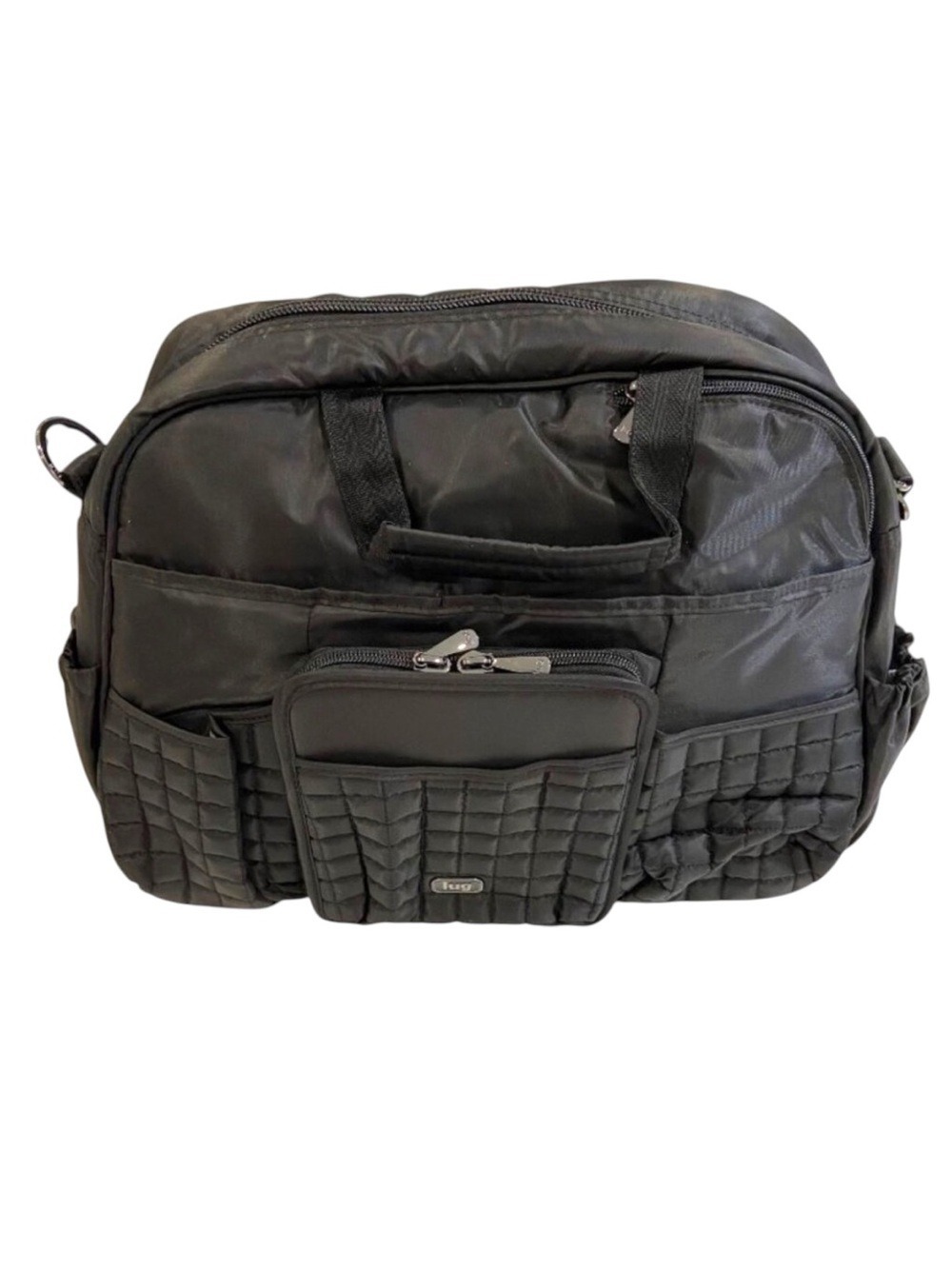Lug Black Quilted Tuck Tuk diaper bag or Carry All Bag W/ Multiple Compartments